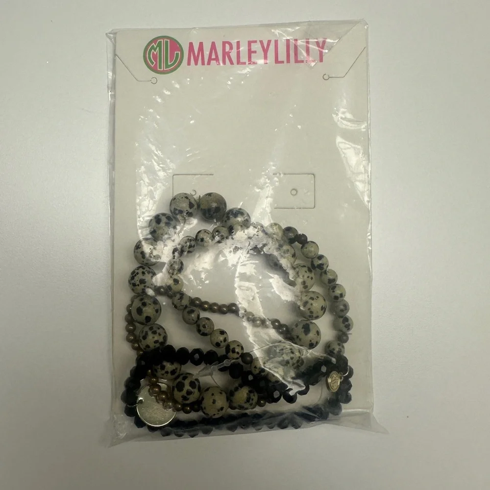 Marley Lilly Black and Gold Beaded Bracelet Set - NWT